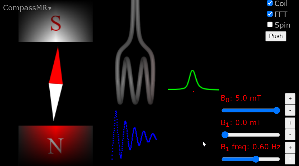 Explore the resonance phenomenon for compass needles and nuclei directly in your browser.